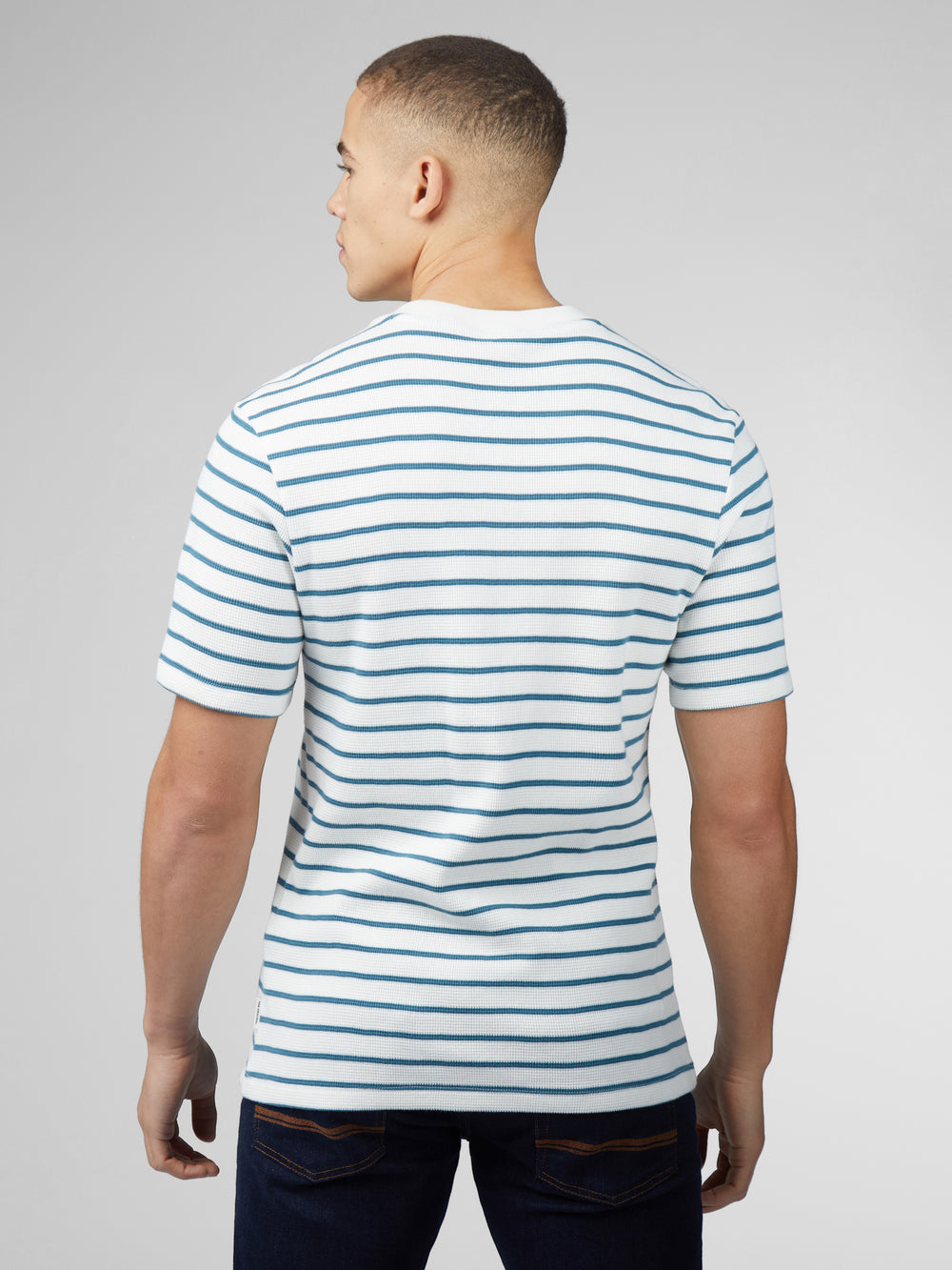 Ben Sherman Signature Waffle Stripe T-Shirt Hvide | MVFZH8246