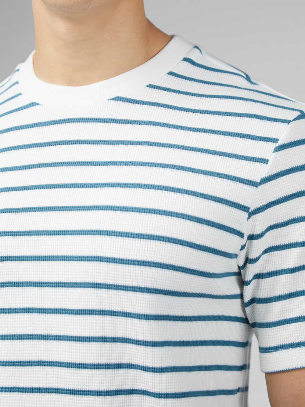 Ben Sherman Signature Waffle Stripe T-Shirt Hvide | MVFZH8246