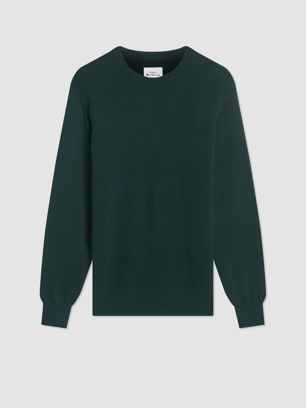 Ben Sherman Textured Crewneck Strikkevarer Mørkegrøn | LFESH7096