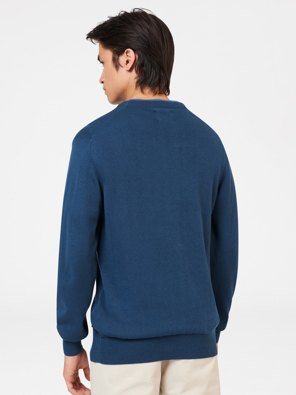 Ben Sherman Textured Crewneck Strikkevarer Indigo | WRXQV2539