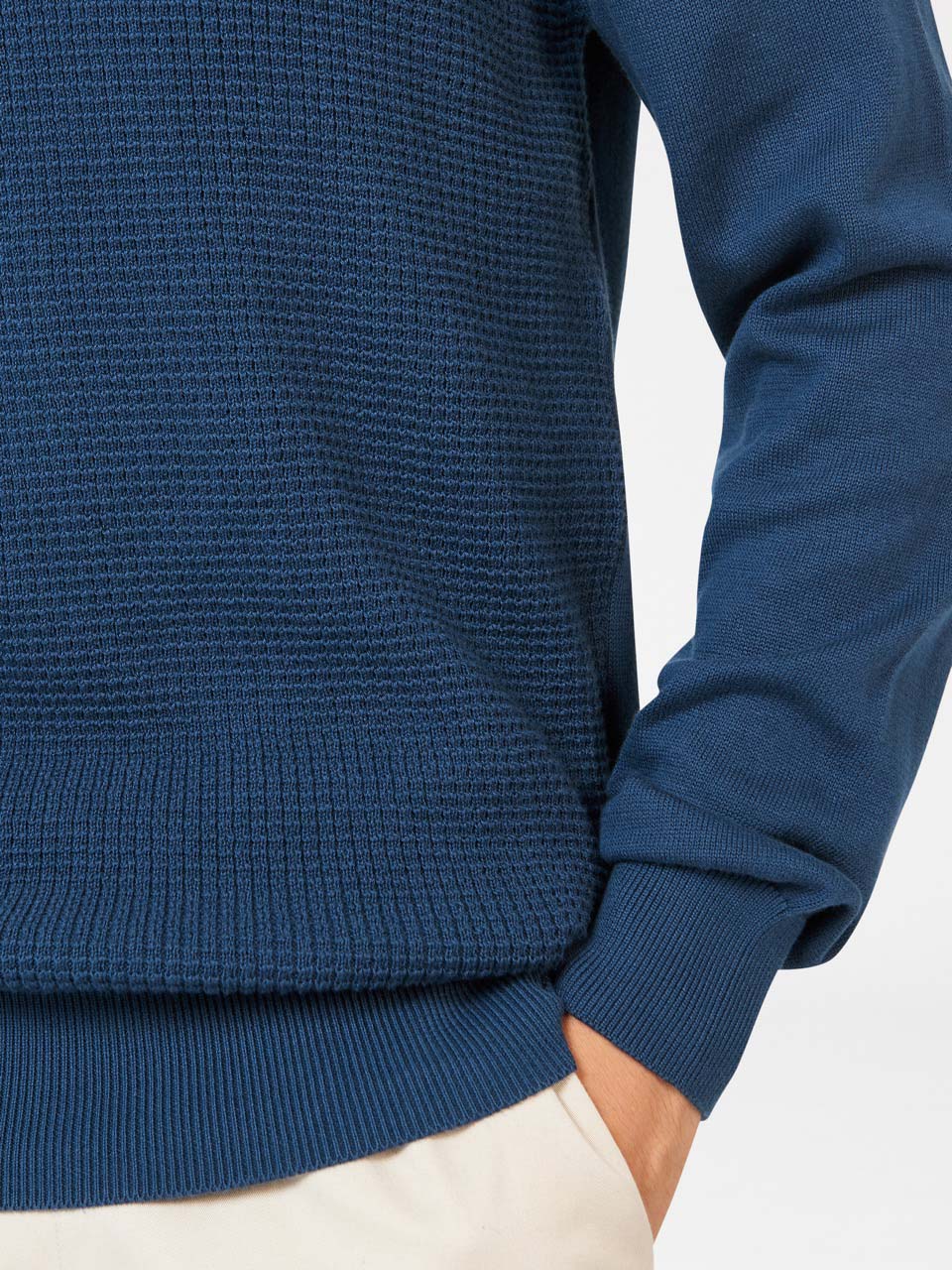 Ben Sherman Textured Crewneck Strikkevarer Indigo | WRXQV2539