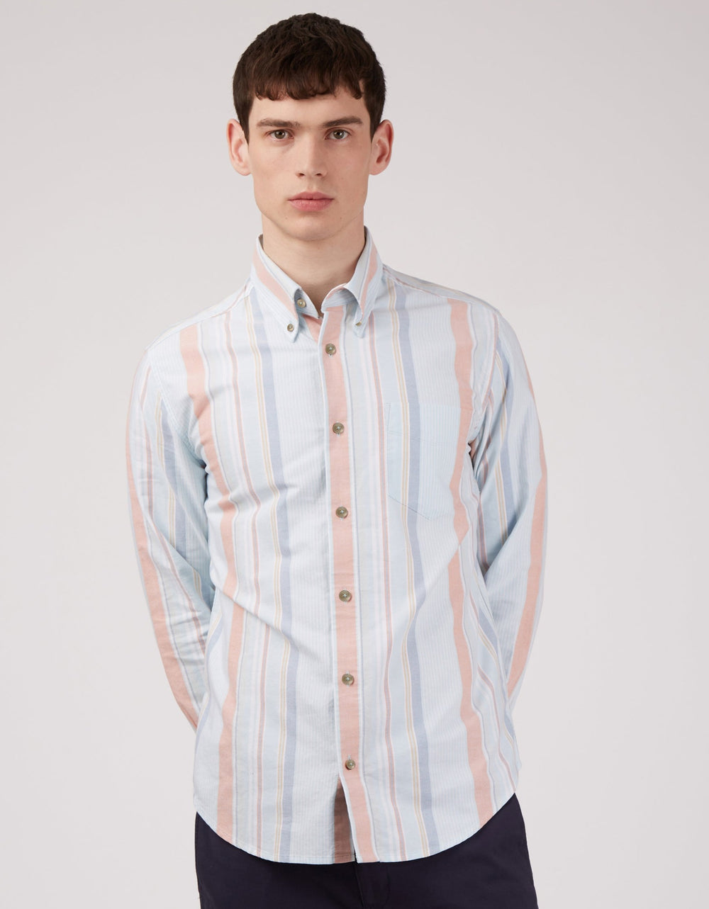 Ben Sherman The Oxford Ivy Stripe Long-Sleeve Skjorte Blå | KPFAH4183