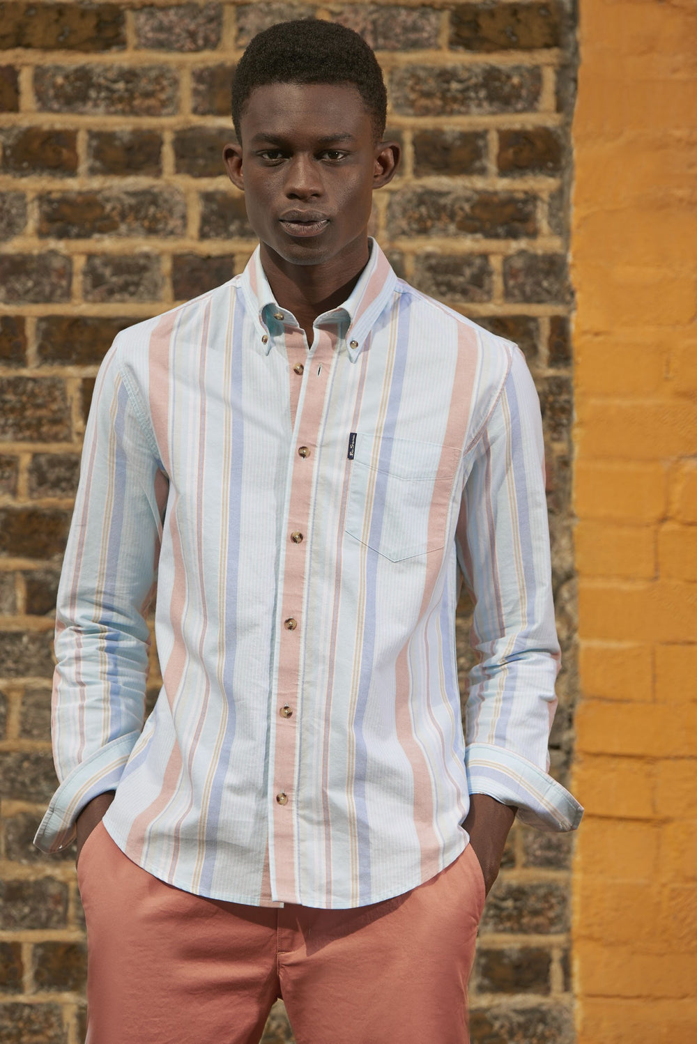 Ben Sherman The Oxford Ivy Stripe Long-Sleeve Skjorte Blå | KPFAH4183