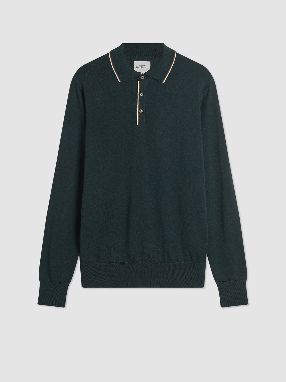 Ben Sherman Tipped Merino Sweater Med Polo Hals Mørkegrøn | UKATS2587