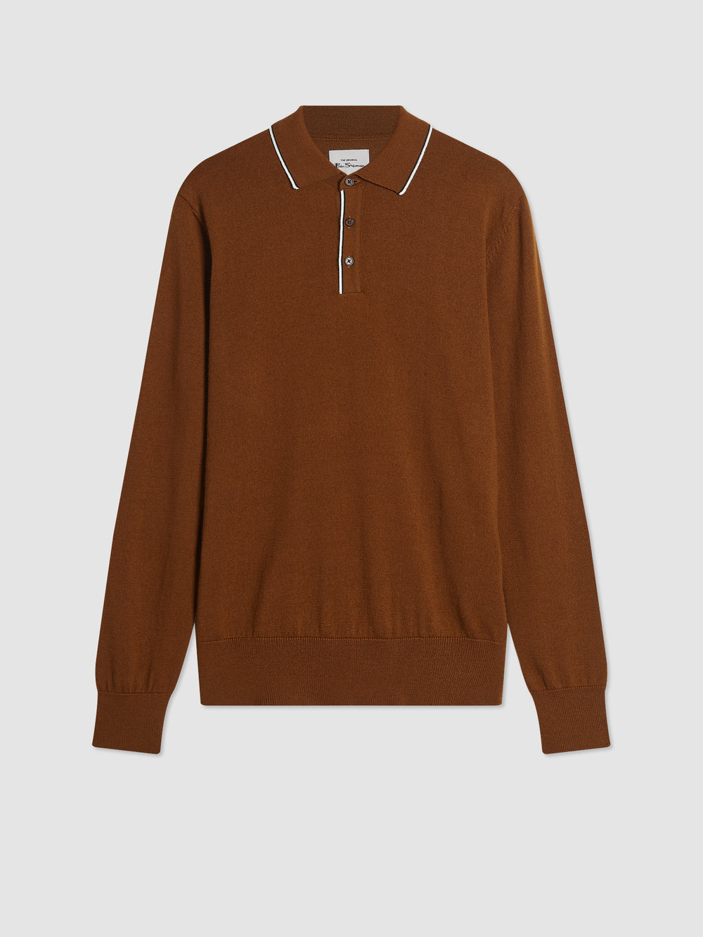 Ben Sherman Tipped Merino Sweater Med Polo Hals Brune | FUEOI6875