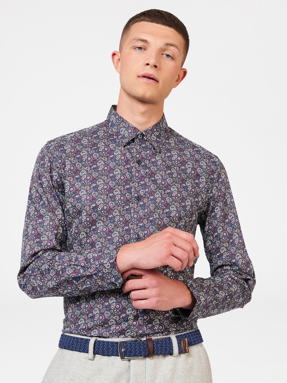 Ben Sherman Winter Floral Skjorte Lilla | KEDZF5092