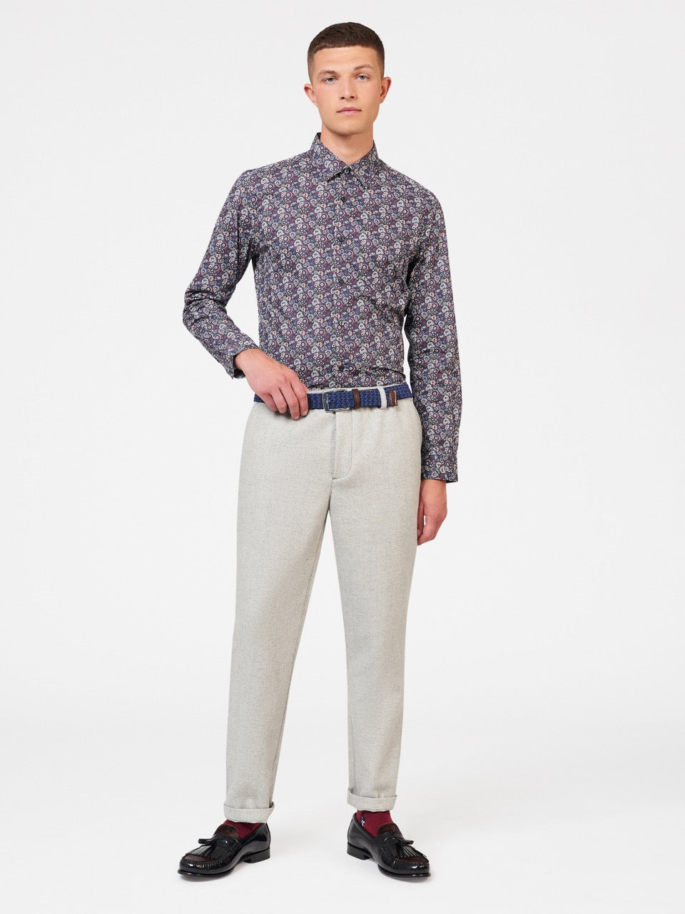 Ben Sherman Winter Floral Skjorte Lilla | KEDZF5092